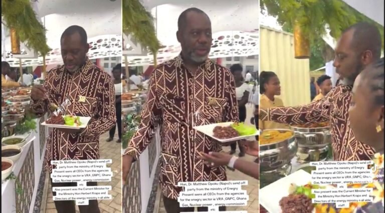 Humble Napo Serves Himself Food Like An Ordinary Ghanaian At Energy Ministry Sendoff Party