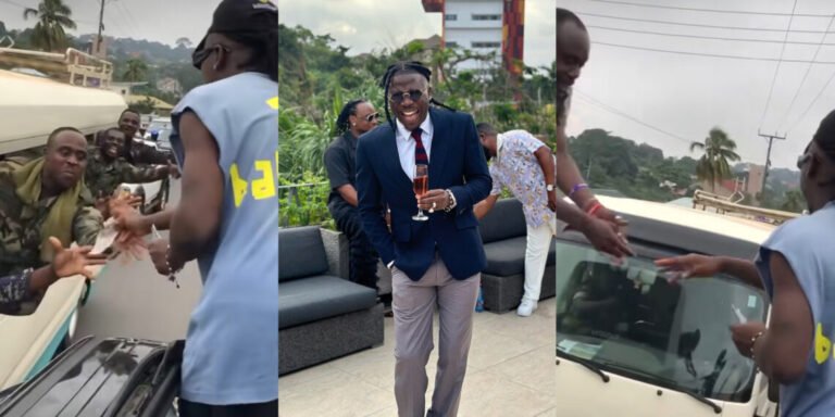 Stonebwoy Goes Big, Sprays GH₵20 Notes on Military Personnel, Surpassing Shatta Wale’s GH₵5